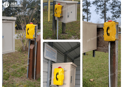 J&R JR101-FK-L vanntette industritelefoner installert på et amerikansk produk...